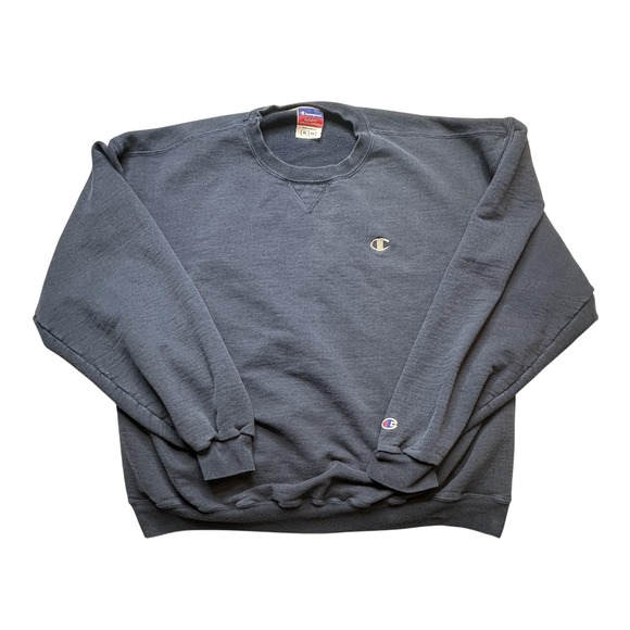 Champion Sweatshirt Mens XL Navy Blue Crewneck Logo Pullover Fleece Athletic